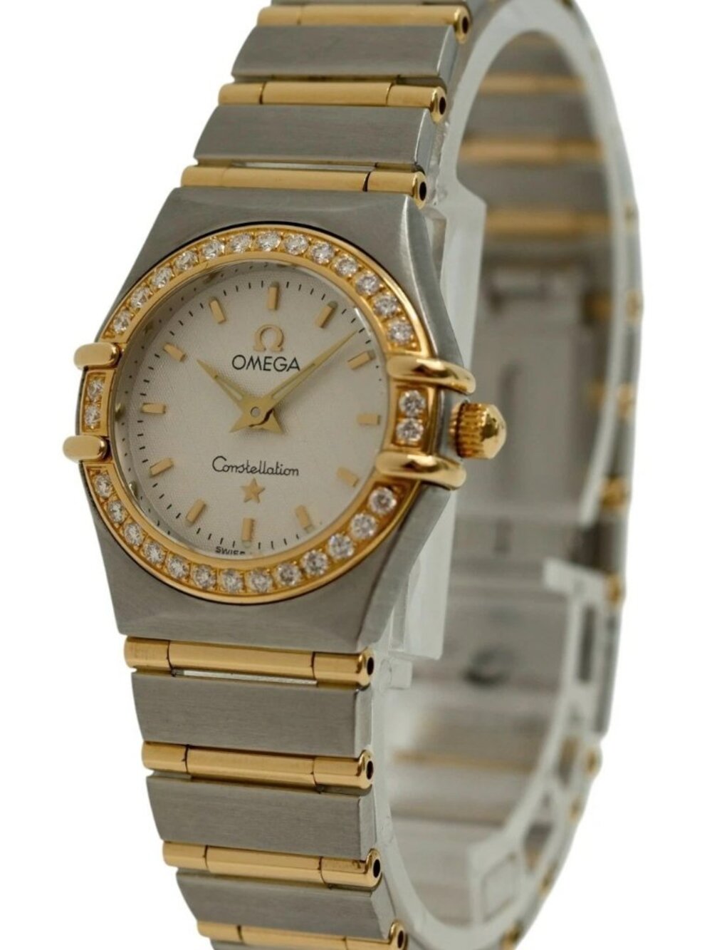Omega 22.5mm Ladies Constellation Linen Dial+ Diamond Bezel Watch! Ref: 1267.30!